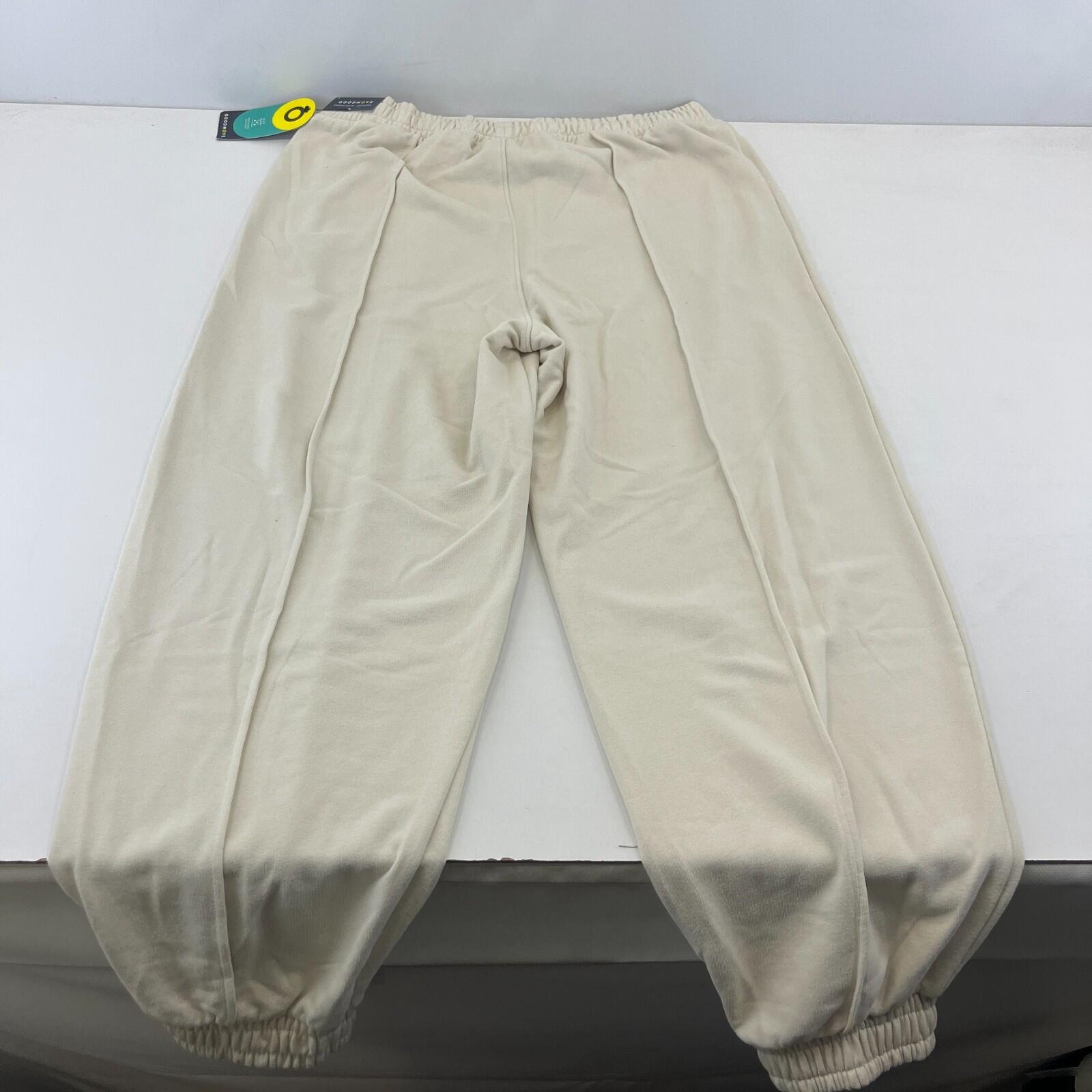 M&S Ladies Goodmove Parachute Joggers Cuffed Trousers Pants Cream UK size 14 New