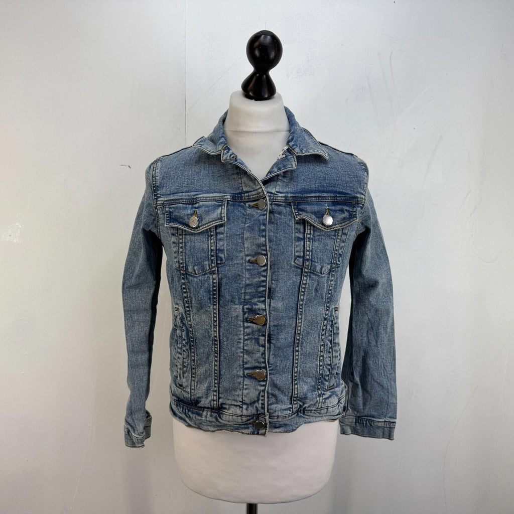 Joules Stretch Denim Jacket Mid Blue UK size 8 Women's with Pockets VGC