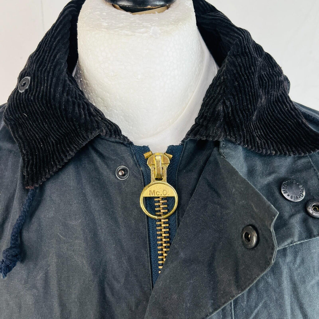 Mc Orvis Wax Jacket Mens size Large Black Waxed Coat Made in the UK