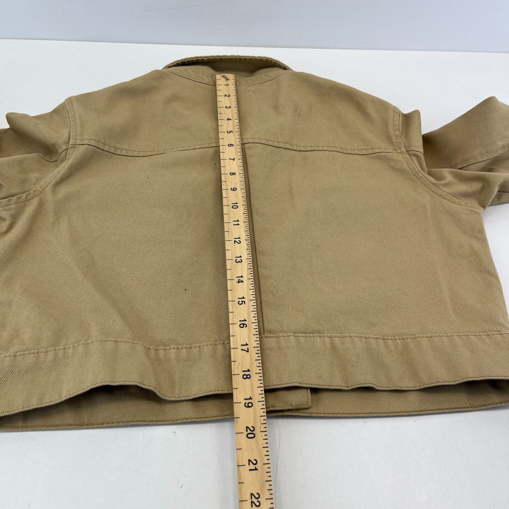 Denim Co Women’s Cropped Khaki Brown Denim Jacket UK size 10 Long Sleeve