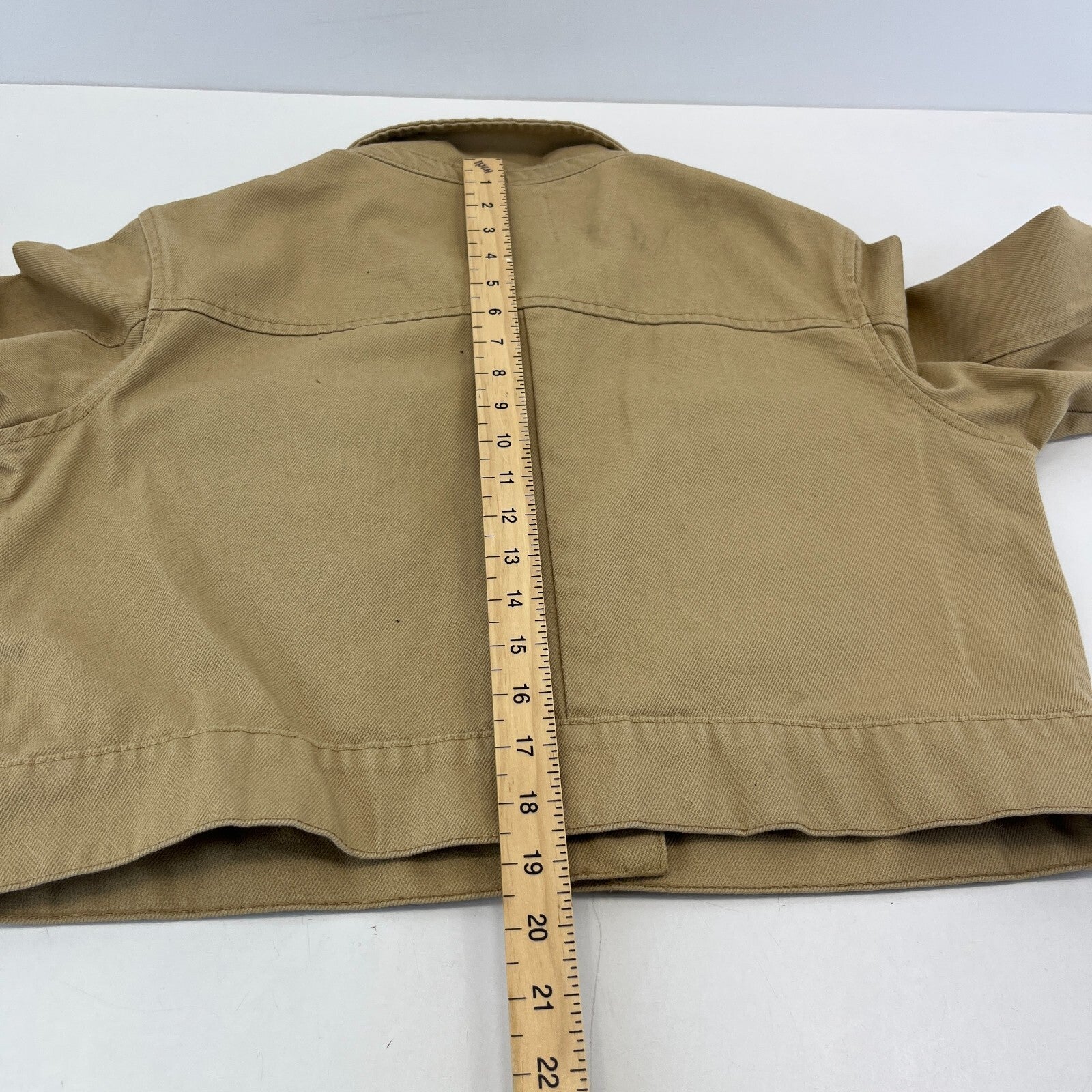 Denim Co Women’s Cropped Khaki Brown Denim Jacket UK size 10 Long Sleeve