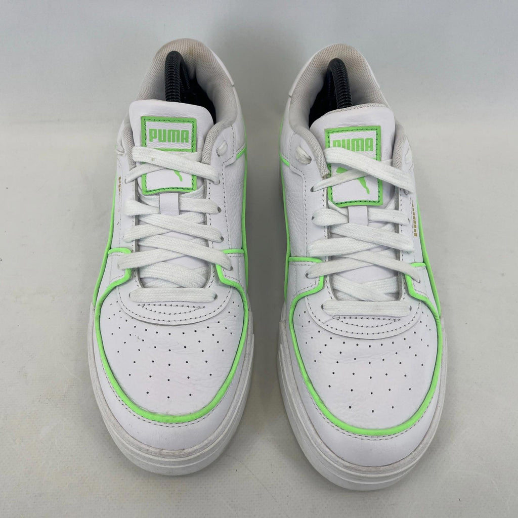Puma Women's White Trainers with Fluoro Green Piping UK size 7 EUR size 40.5