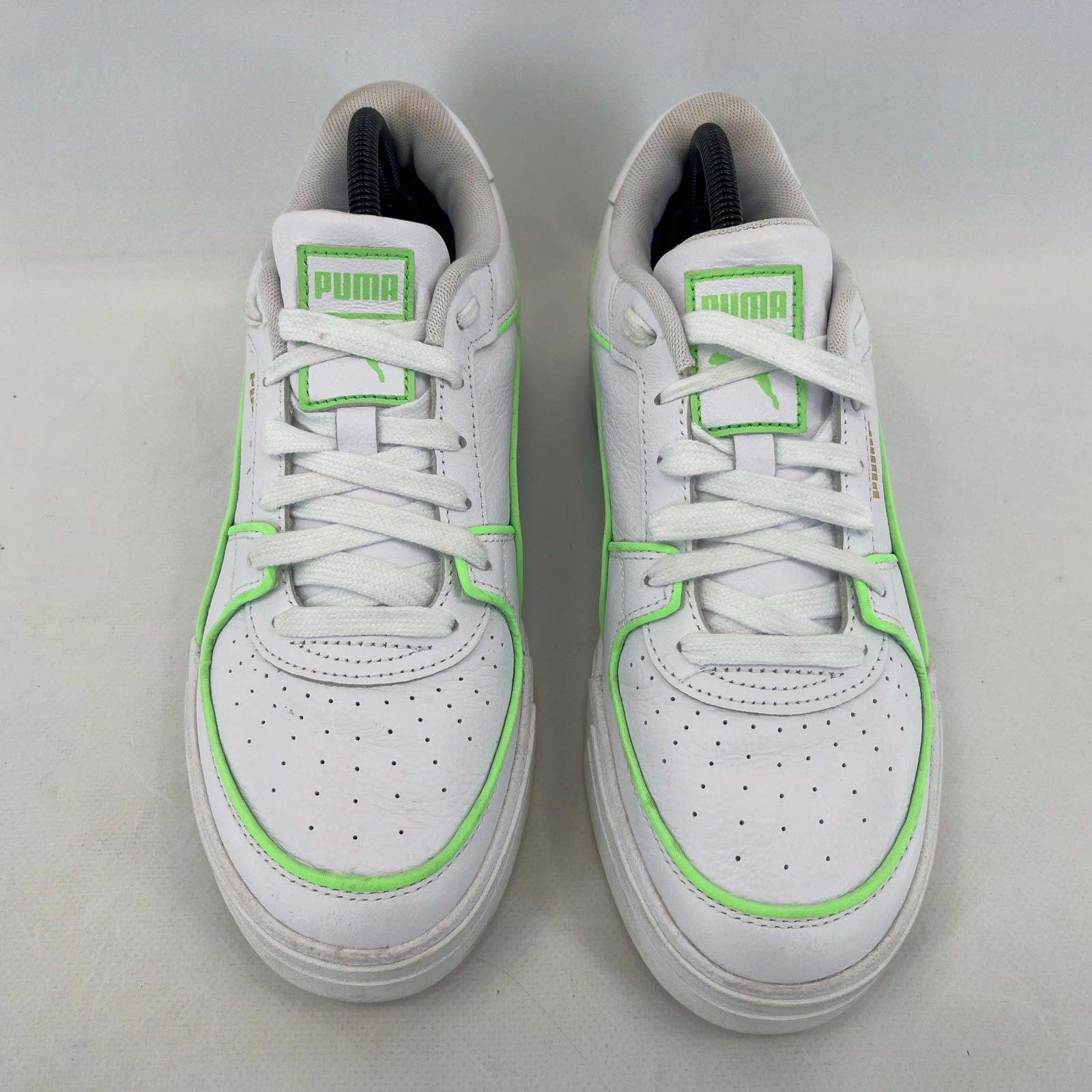 Puma Women's White Trainers with Fluoro Green Piping UK size 7 EUR size 40.5