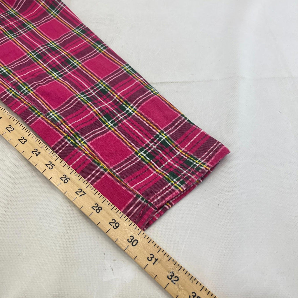 Criminal Damage Women's Pink Tartan Jeans Tapered Stretch Waist 36"