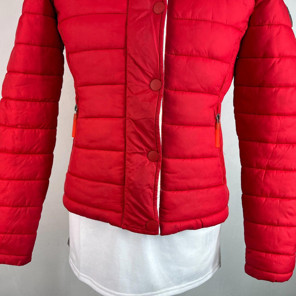 Superdry Original Fuji Jacket Coat Women’s size 14 Quilted Red Warm Ladies