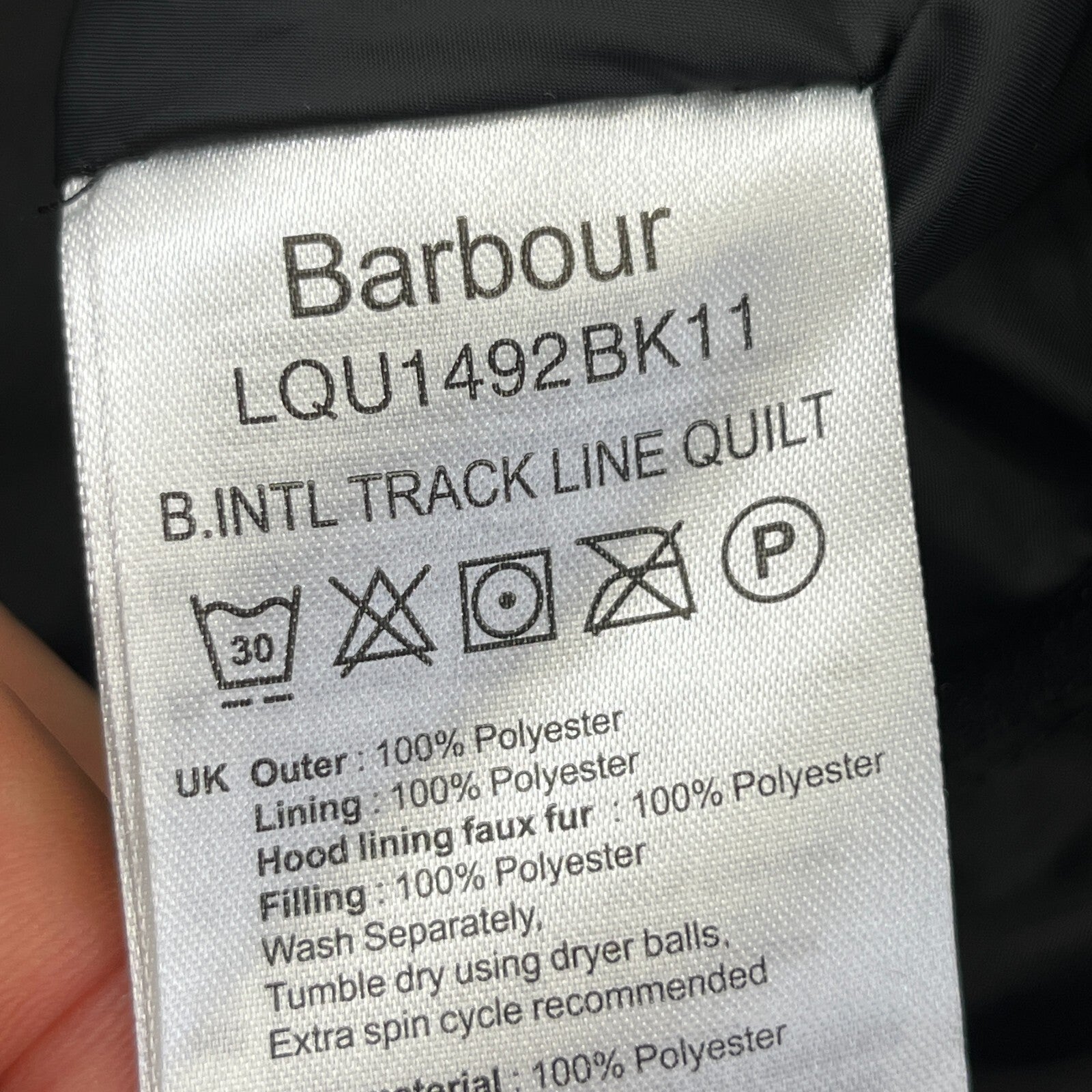 Barbour International Track Line Long Quilted Hooded Coat - Black - UK size 6