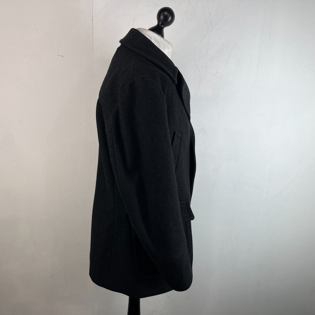 Hackett London Men's Double Breasted Peacoat Charcoal Grey size M