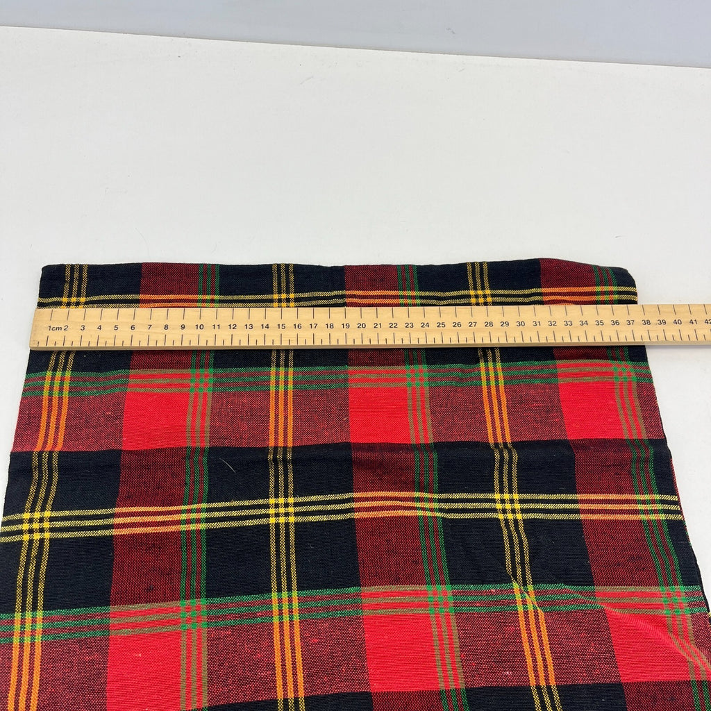 2x RSW 100% Cotton Cushion Pillow Covers Red/Black/Yellow Tartan 38cm x 38cm