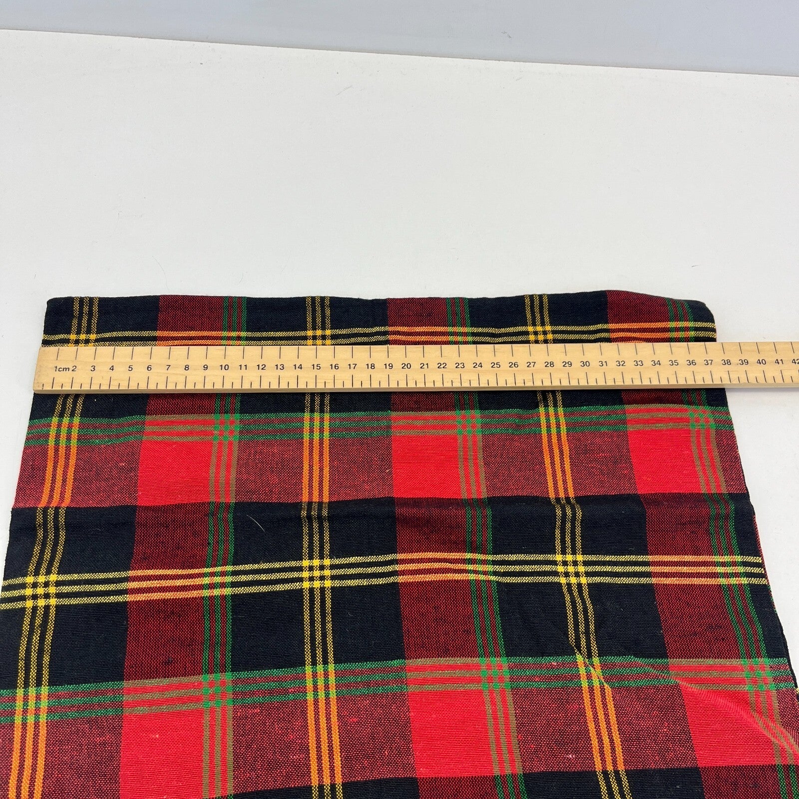 2x RSW 100% Cotton Cushion Pillow Covers Red/Black/Yellow Tartan 38cm x 38cm