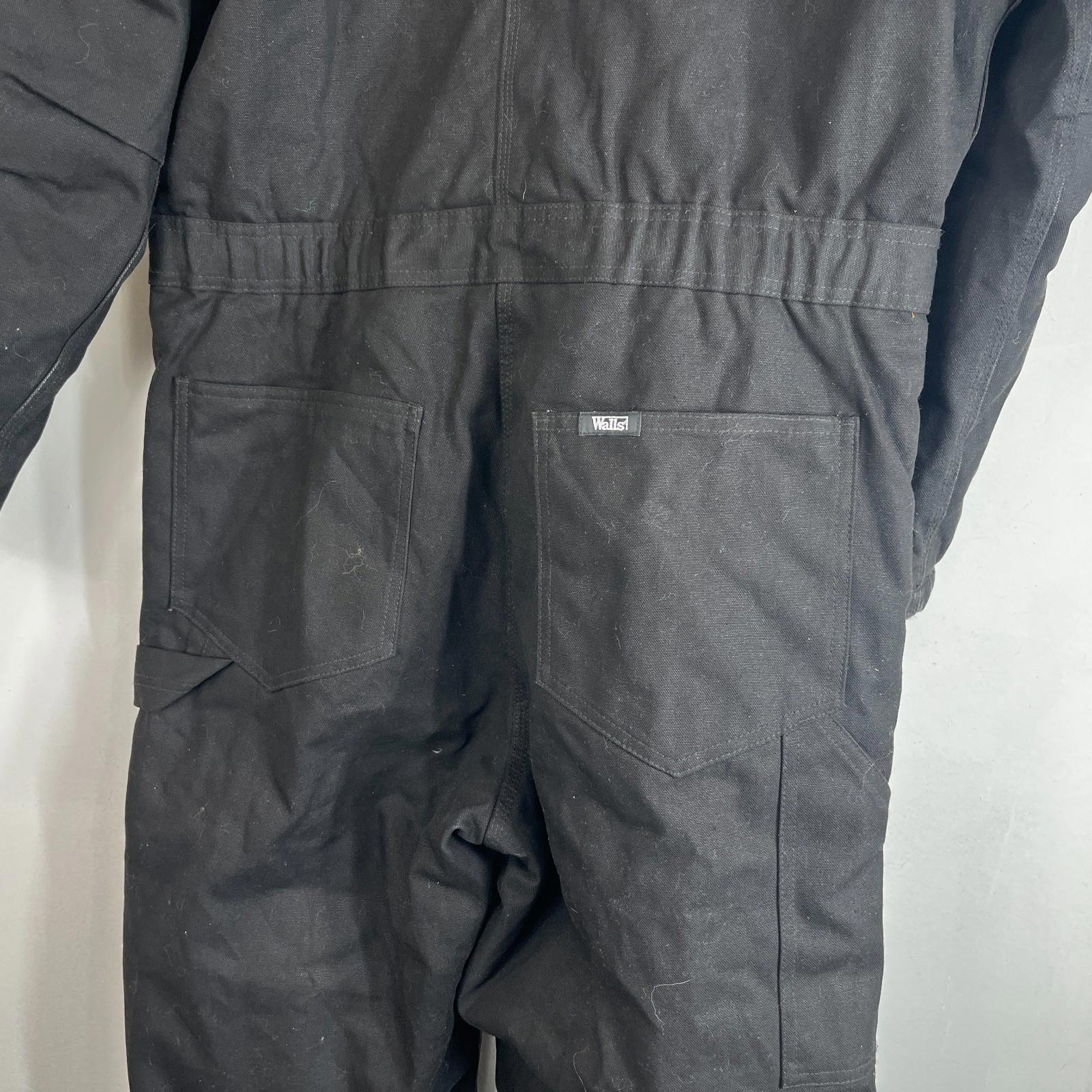 Walls Workwear Heavy Duty Overalls Quilted Insulated in Black Medium Regular