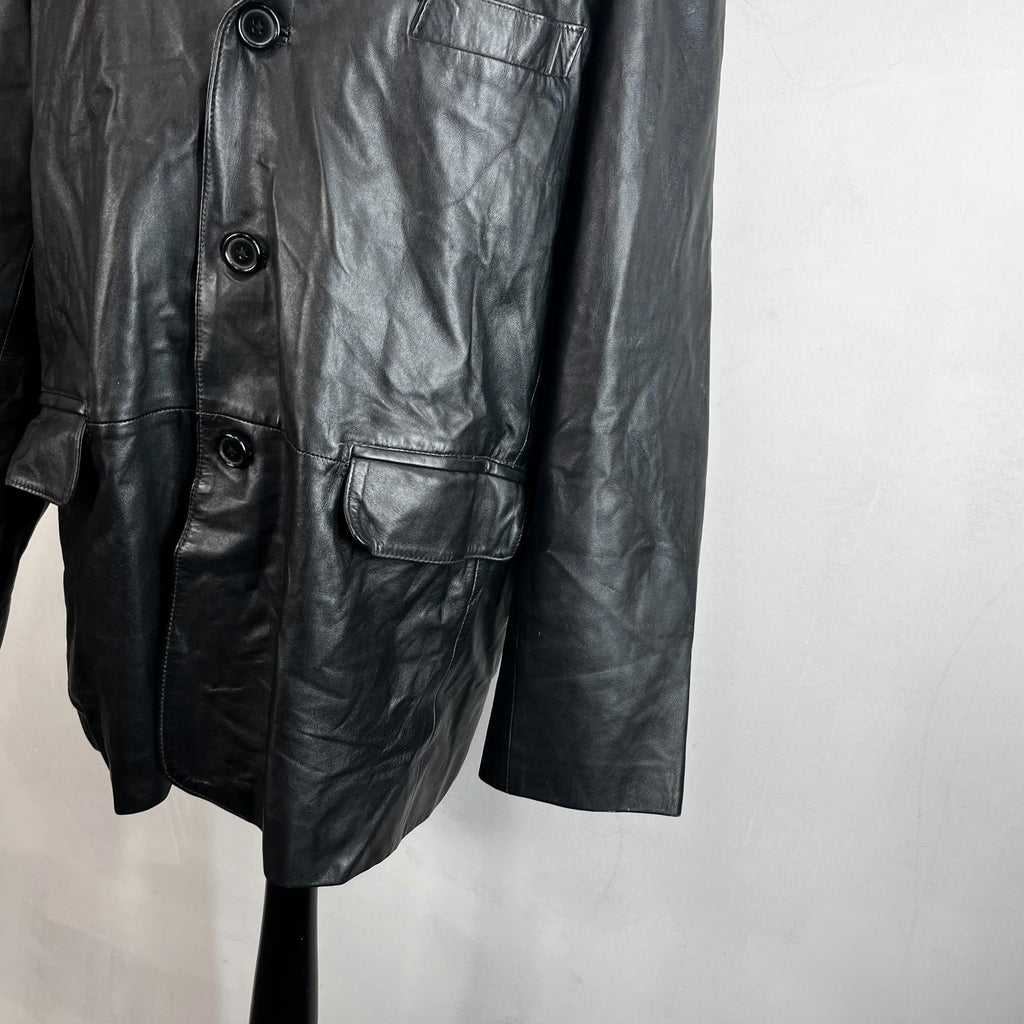 Calculus London Men's Soft Leather Jacket in Black size 2XL