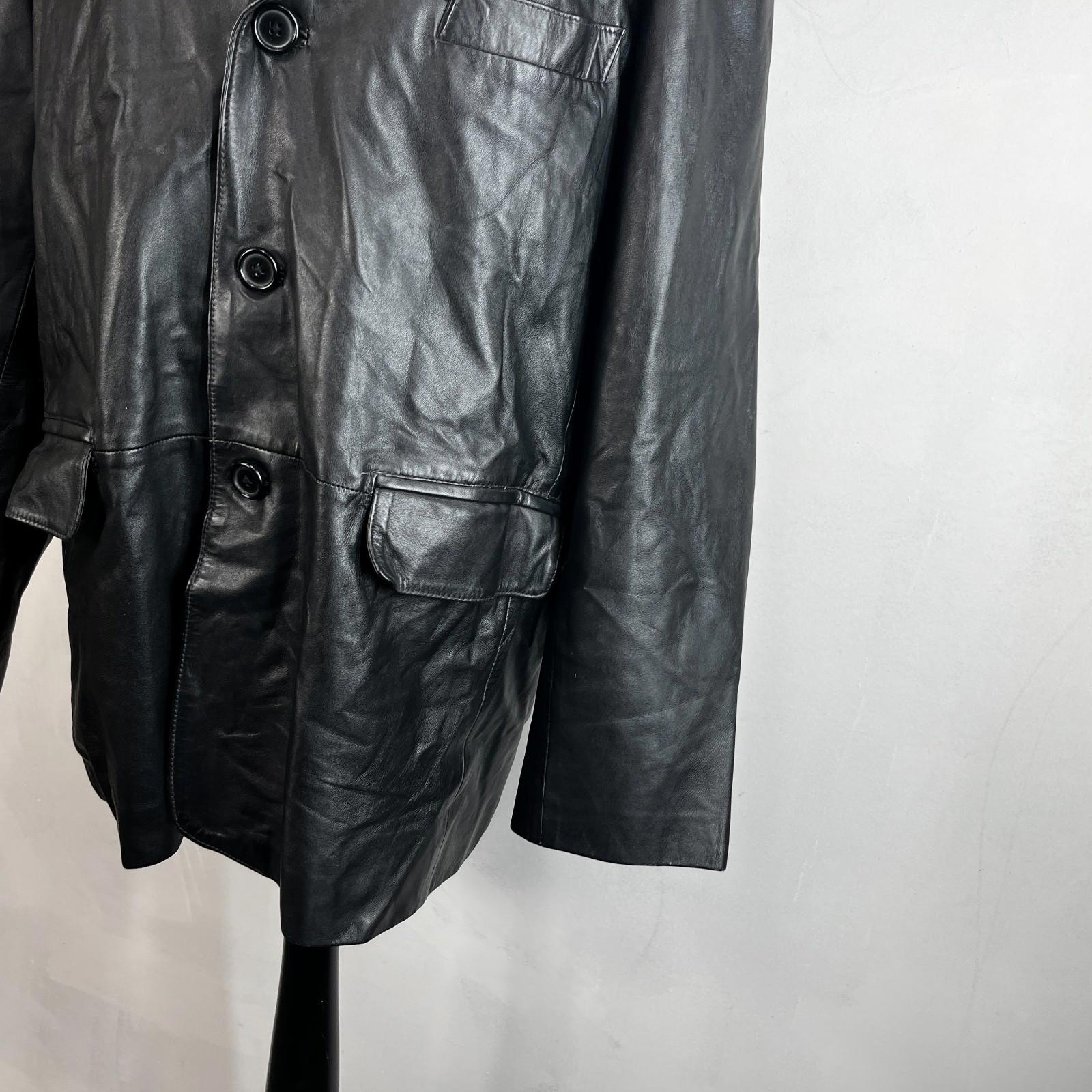 Calculus London Men's Soft Leather Jacket in Black size 2XL