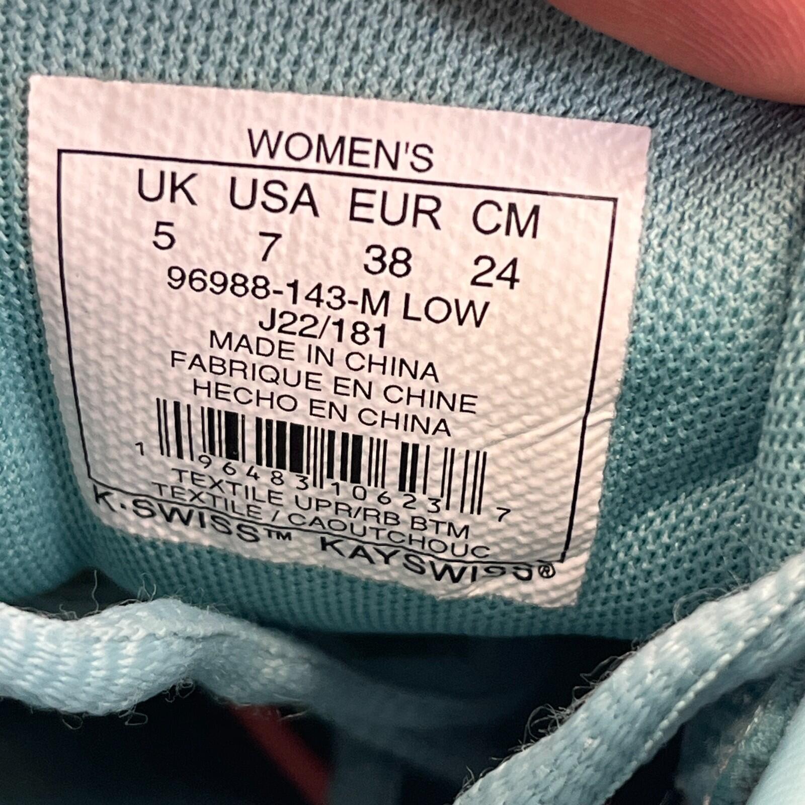 K-Swiss Ultrashot 3 Tennis Shoes in Turquoise & White - Women's size UK 5 EU 38