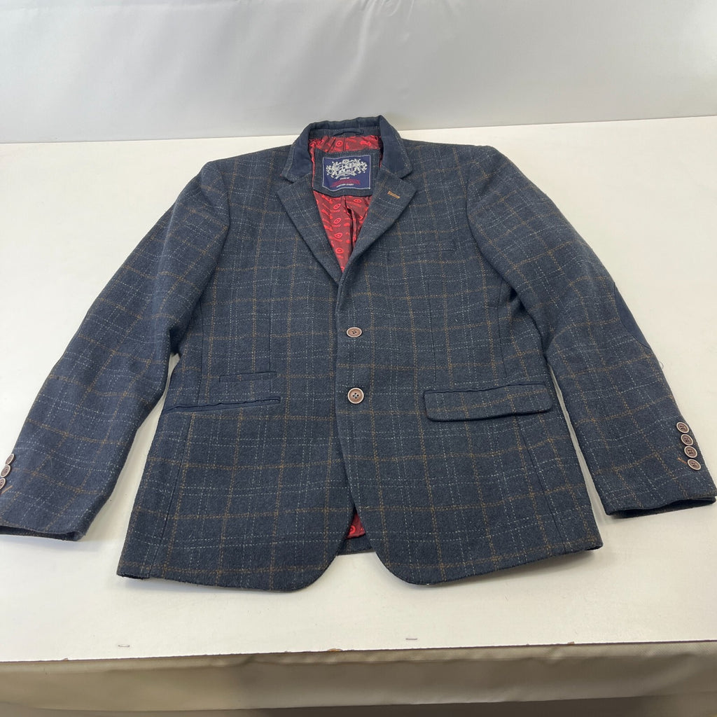 Lambretta Carnaby Street Checked Blazer Jacket in Charcoal Grey Mens Size UK 40