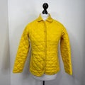 Joules Quilted Jacket UK size 12 Bright Yellow with Corduroy Shoulders Insulated