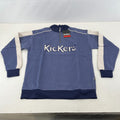 Kickers Big Spellout Blue 1/4 Zip Pullover Sweater Applique Logo size Small