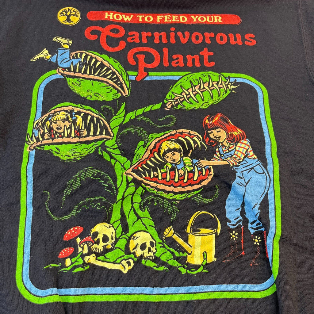 Steven Rhodes Carnivorous Plant Graphic Print Unisex Hoodie Black size Small