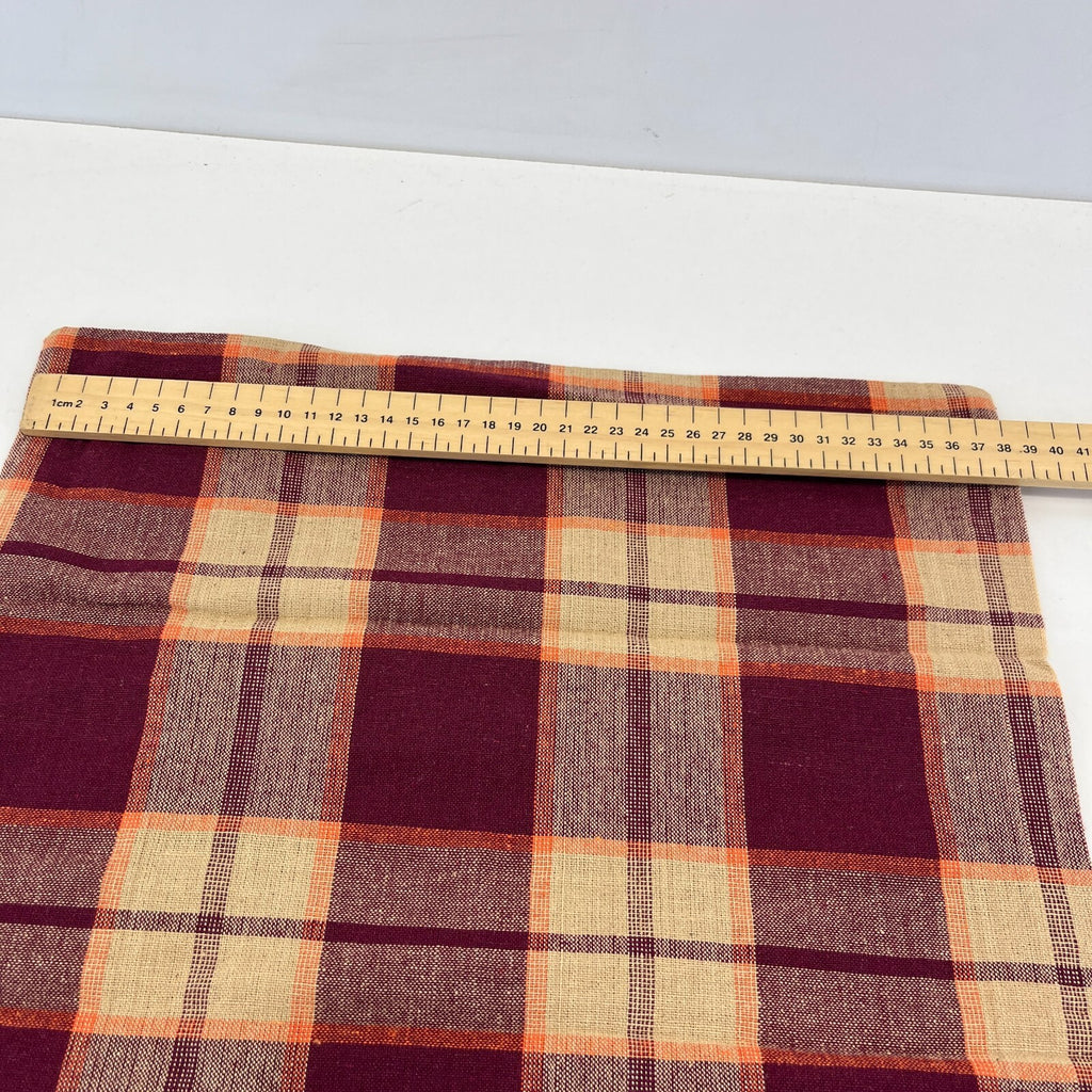 2x RSW 100% Cotton Cushion Pillow Covers Red/Beige/Burgundy Tartan 38cm x 38cm