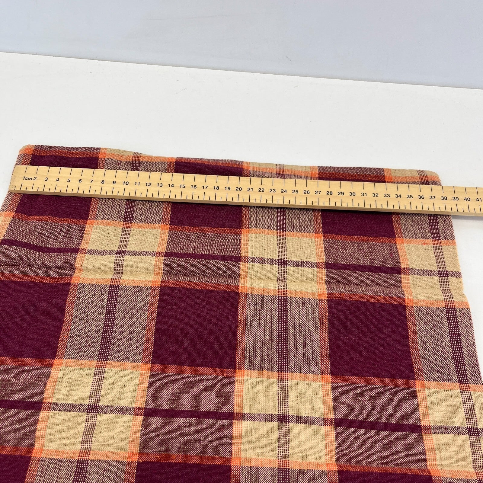 2x RSW 100% Cotton Cushion Pillow Covers Red/Beige/Burgundy Tartan 38cm x 38cm