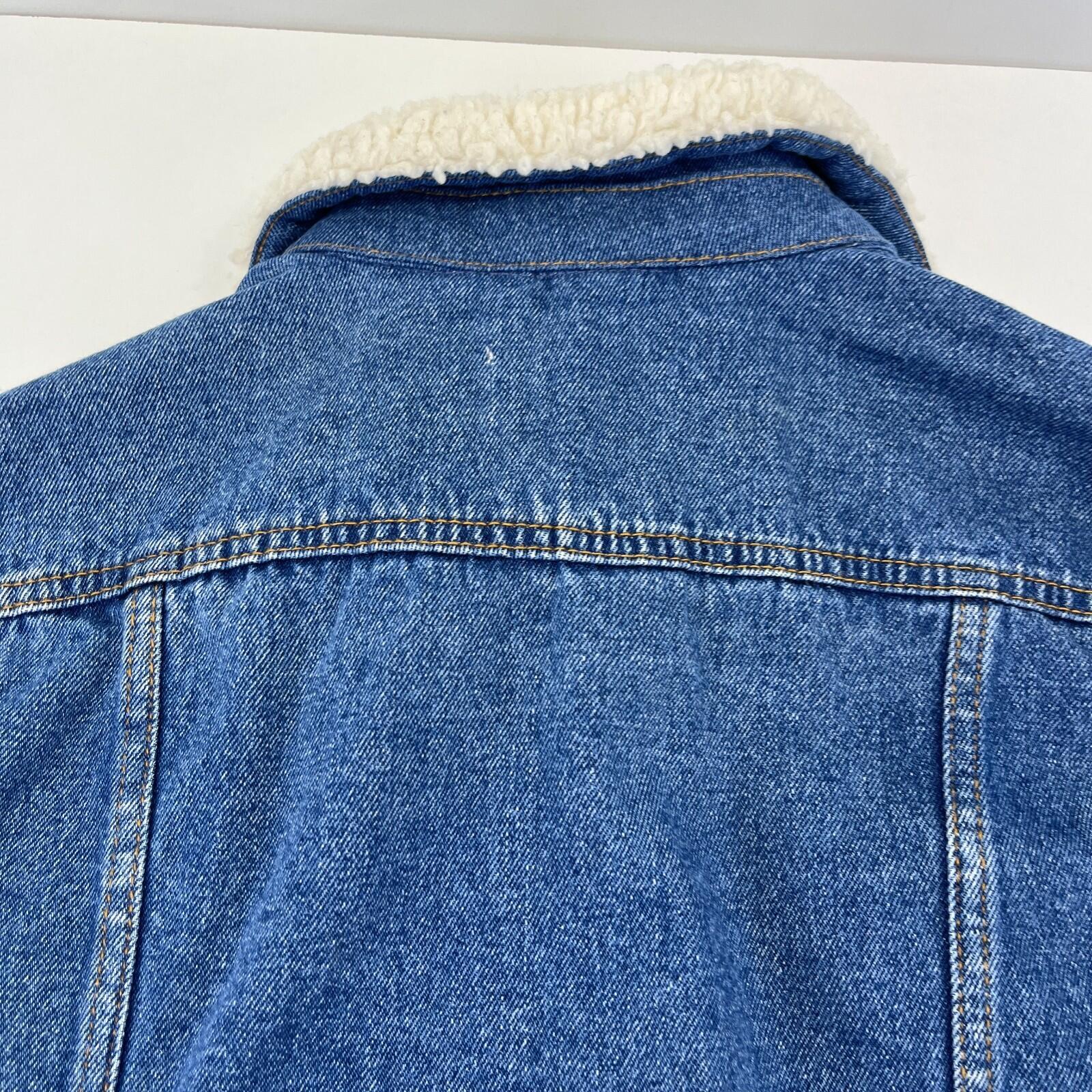 New Look Women's Blue Denim Jacket with Sherpa Collar size M