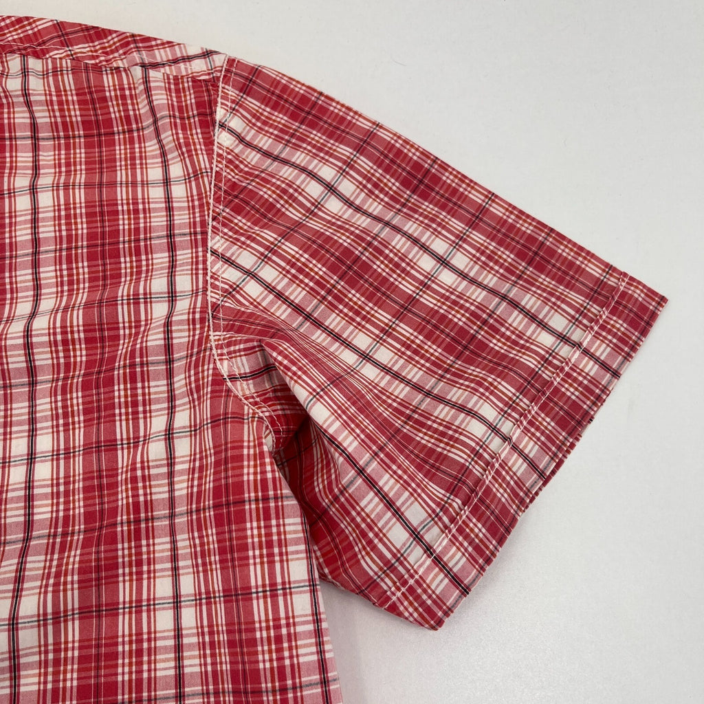 Levi Strauss Denim Cotton Check Shirt Short Sleeve Button Up size XL  Red Levis