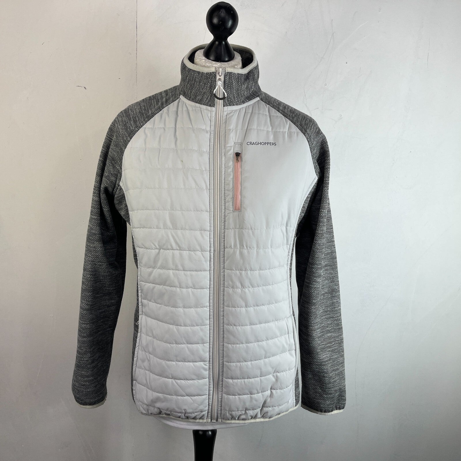Craghoppers Womens Hybrid Fleece Jacket Grey Padded Quilted Size UK 18 - EU 44
