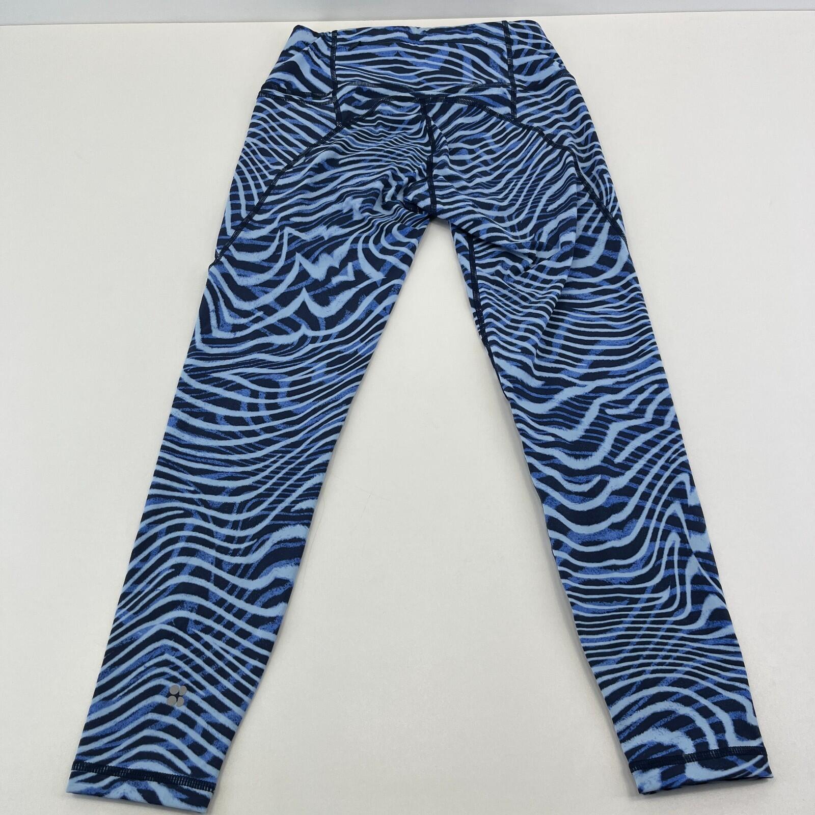 Sweaty Betty Power Gym Leggings in Zebra Print Blue Running Yoga Women's size XS