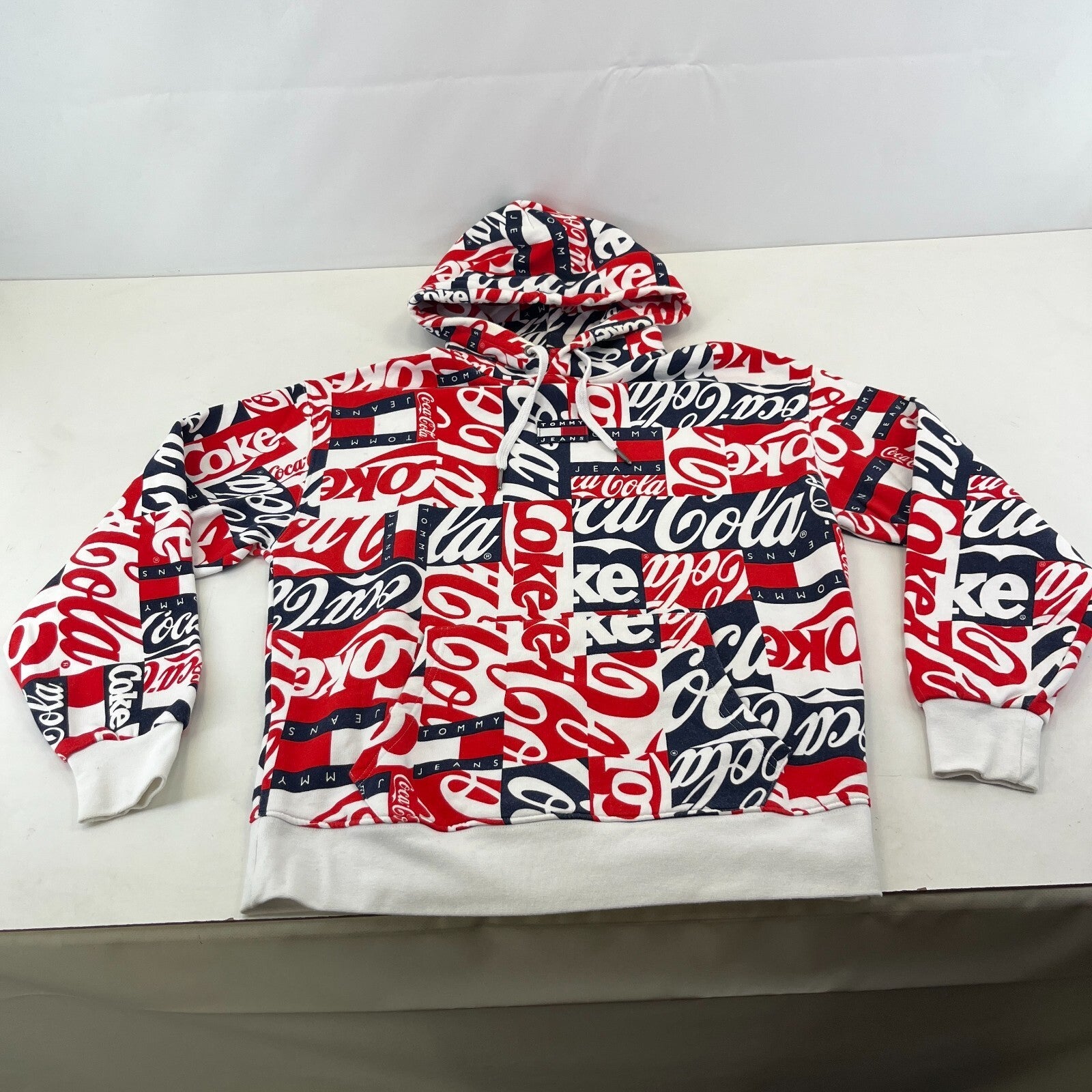 Rare Tommy Hilfiger Jeans Coca Cola Collab Hoodie Multicoloured Logo Pullover M