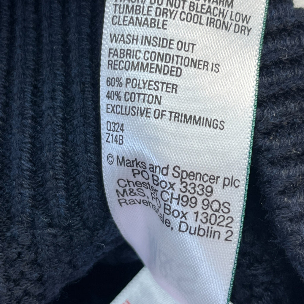 M&S Men's Cotton Blend Cable Knit Crew Neck Jumper Dark Navy Blue size 3XL New