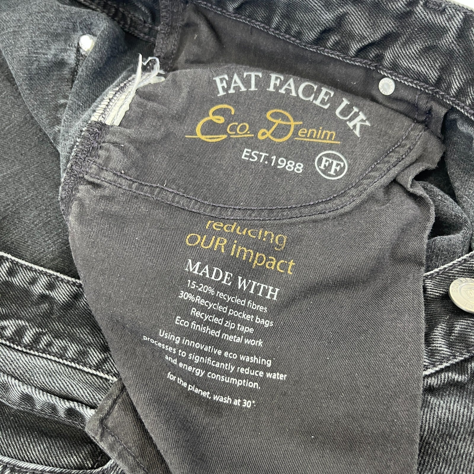 Fat Face Jeans Men's W40" L32" in Black Straight Leg
