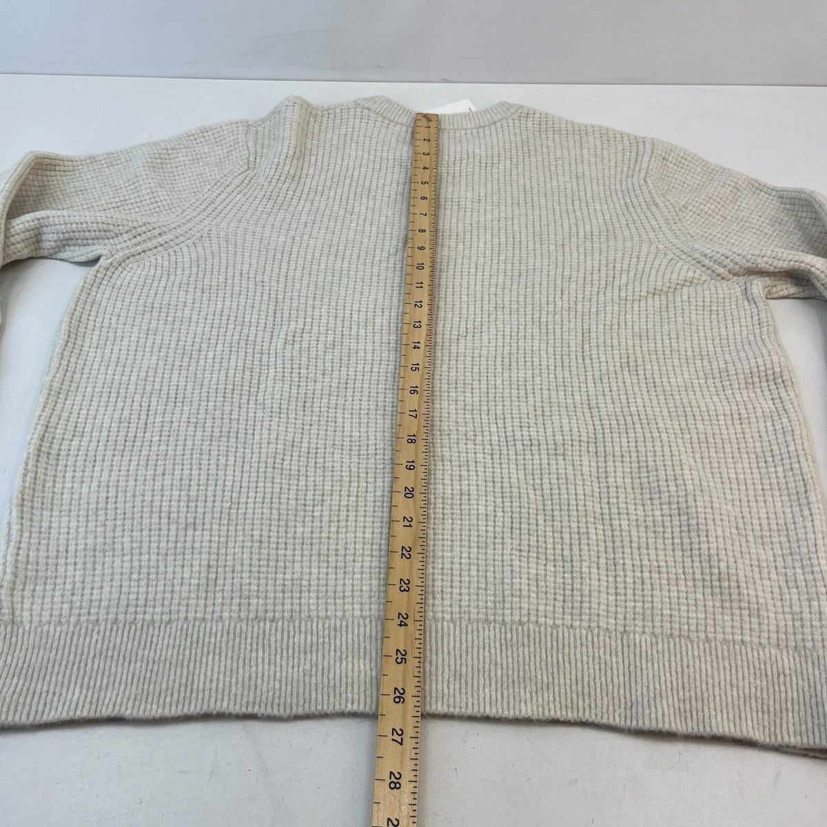 M&S Men's Wool Blend Waffle Knit Soft Crew Neck Jumper Off White Ecru XL New