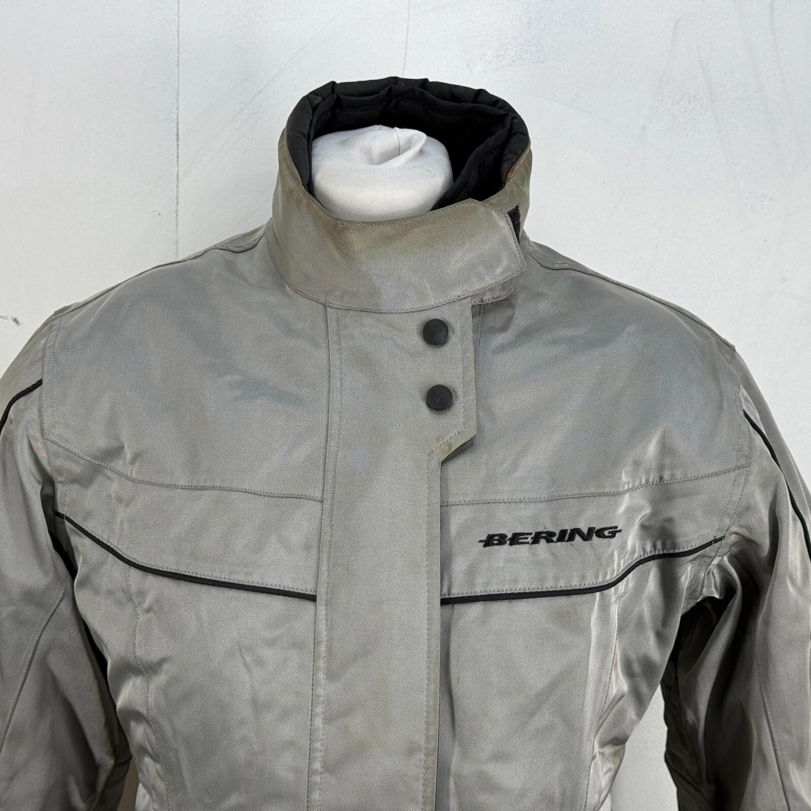 Bering Motorcycle Jacket in Grey Silver Women's size Large with Armour & Liner