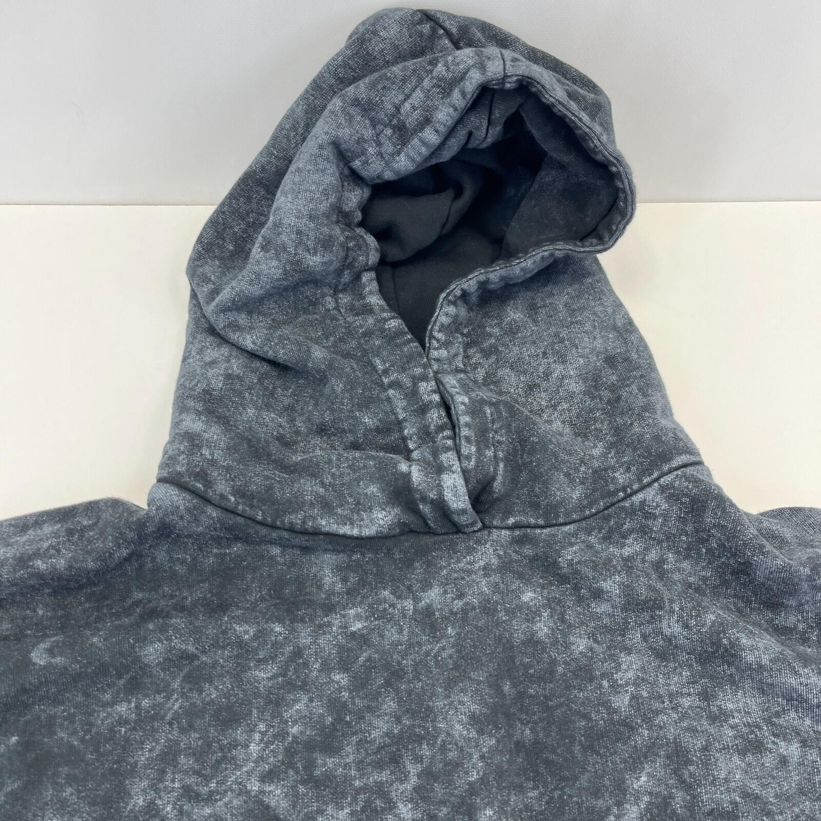 Drop Dead Distressed Look Grey w Zip Sleeves Hoodie 100% Cotton Streetwear UK S