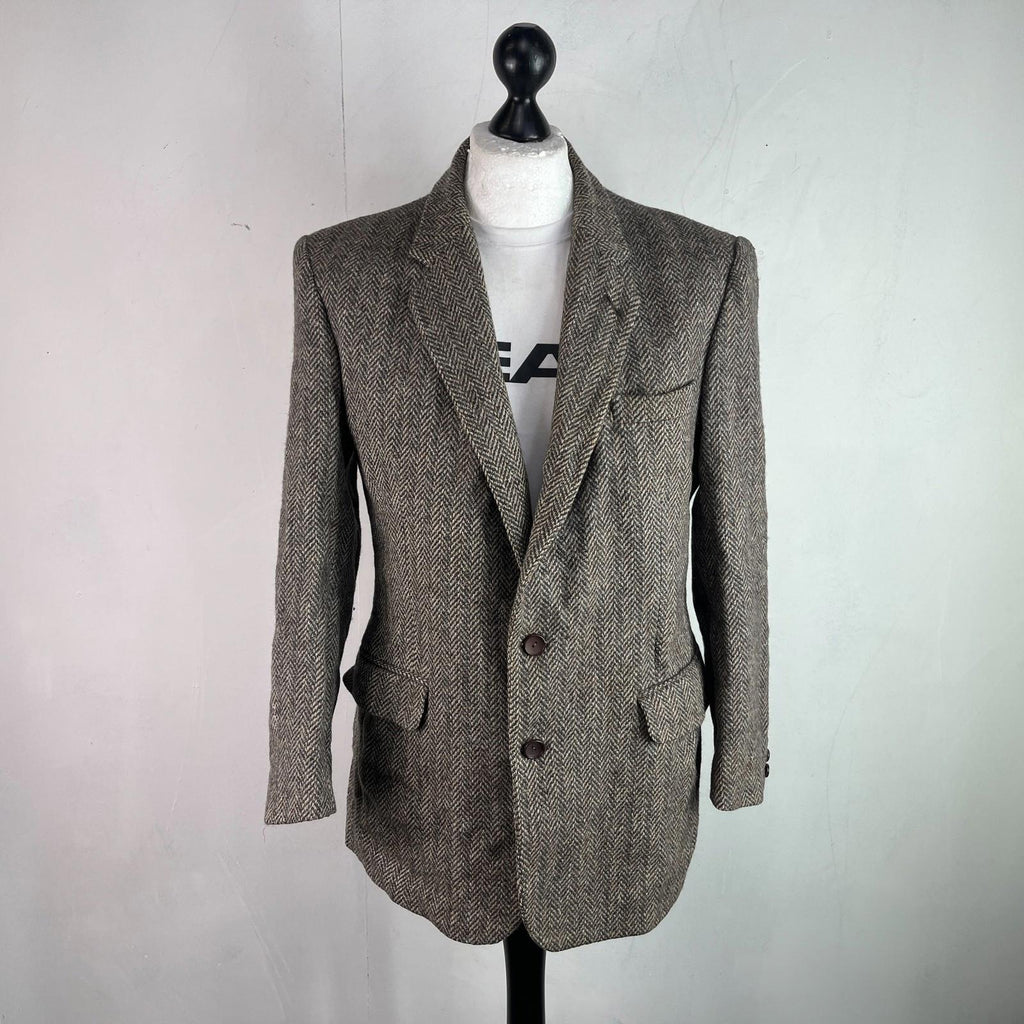 Crombie Men's Brown Herringbone Pure Wool Blazer size Medium