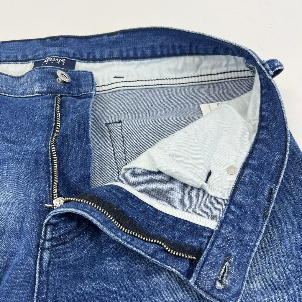 Armani Men's Jeans in Blue Denim W38" L31" Slim Fit Straight Leg