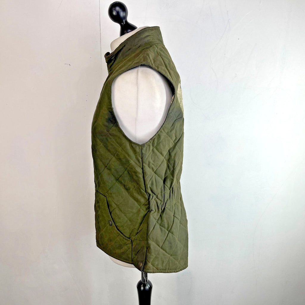 Argyll Women's Wax Waterproof Gilet Embroidered Vest in Green size Large - VGC