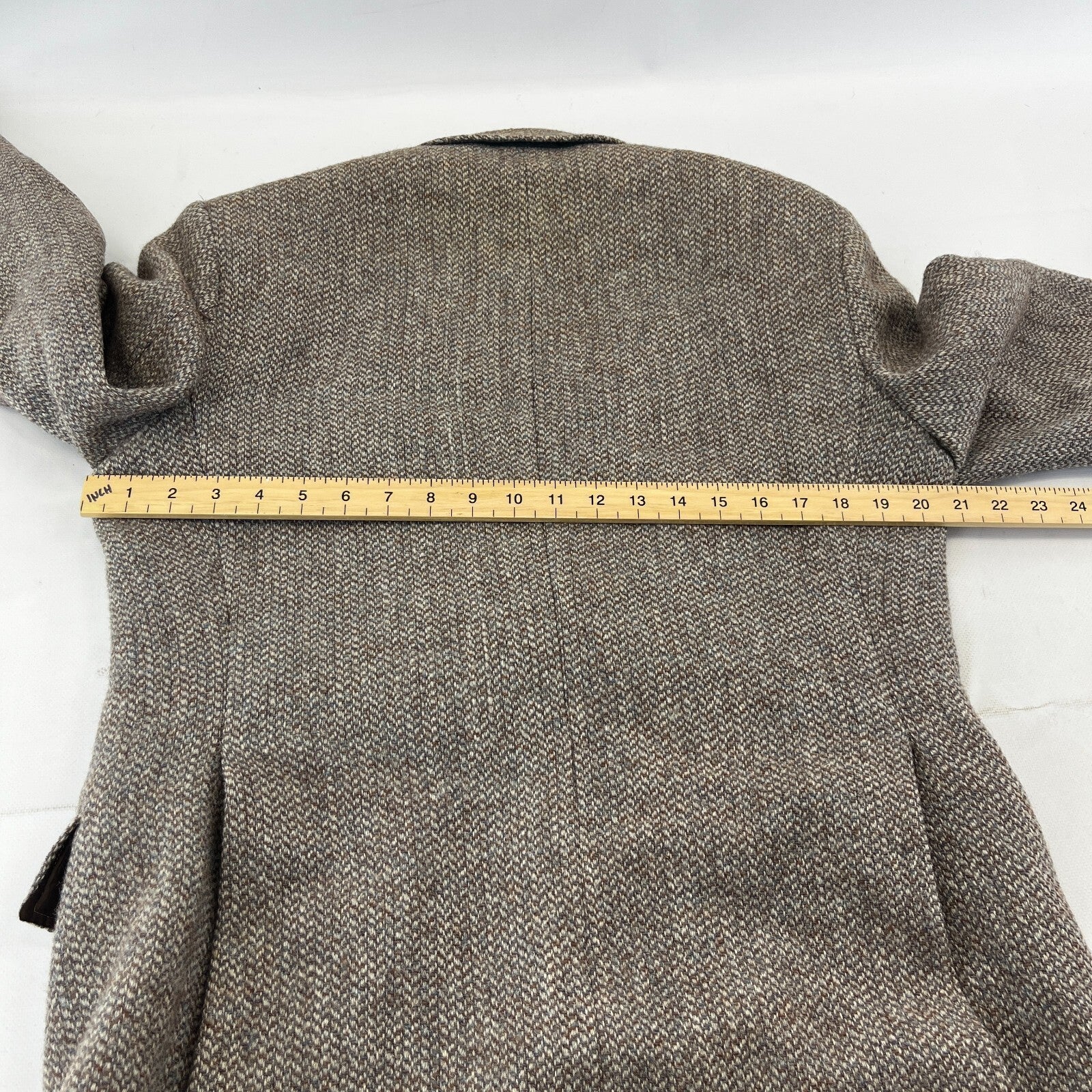 John Lewis Harris Tweed Herringbone Blazer Sport Coat Jacket Beige size 40R