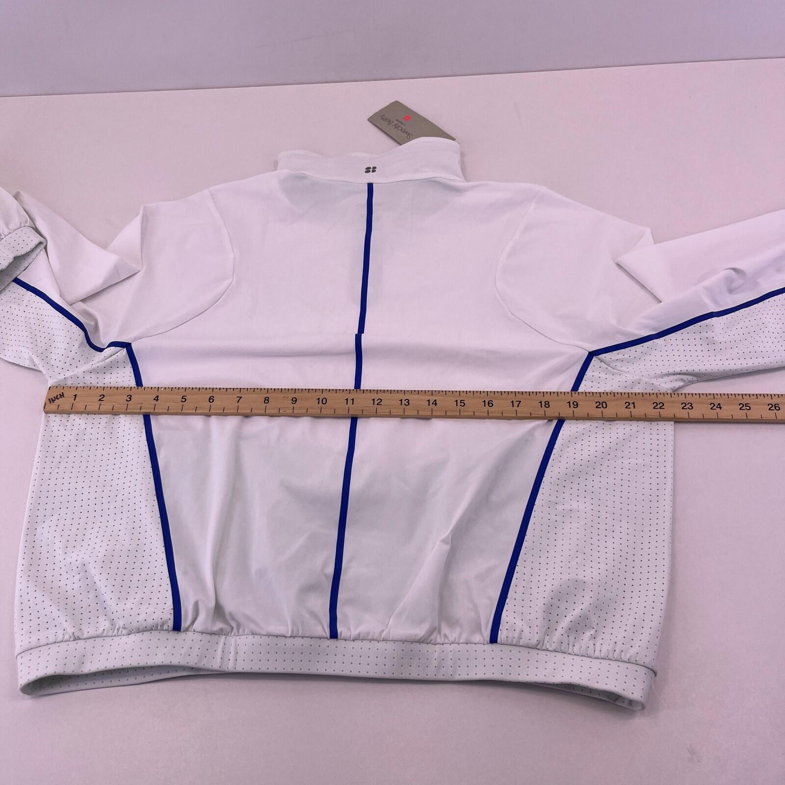 Sweaty Betty Gravity Run Half Zip Jacket Womens size M White Mint Green Pullover