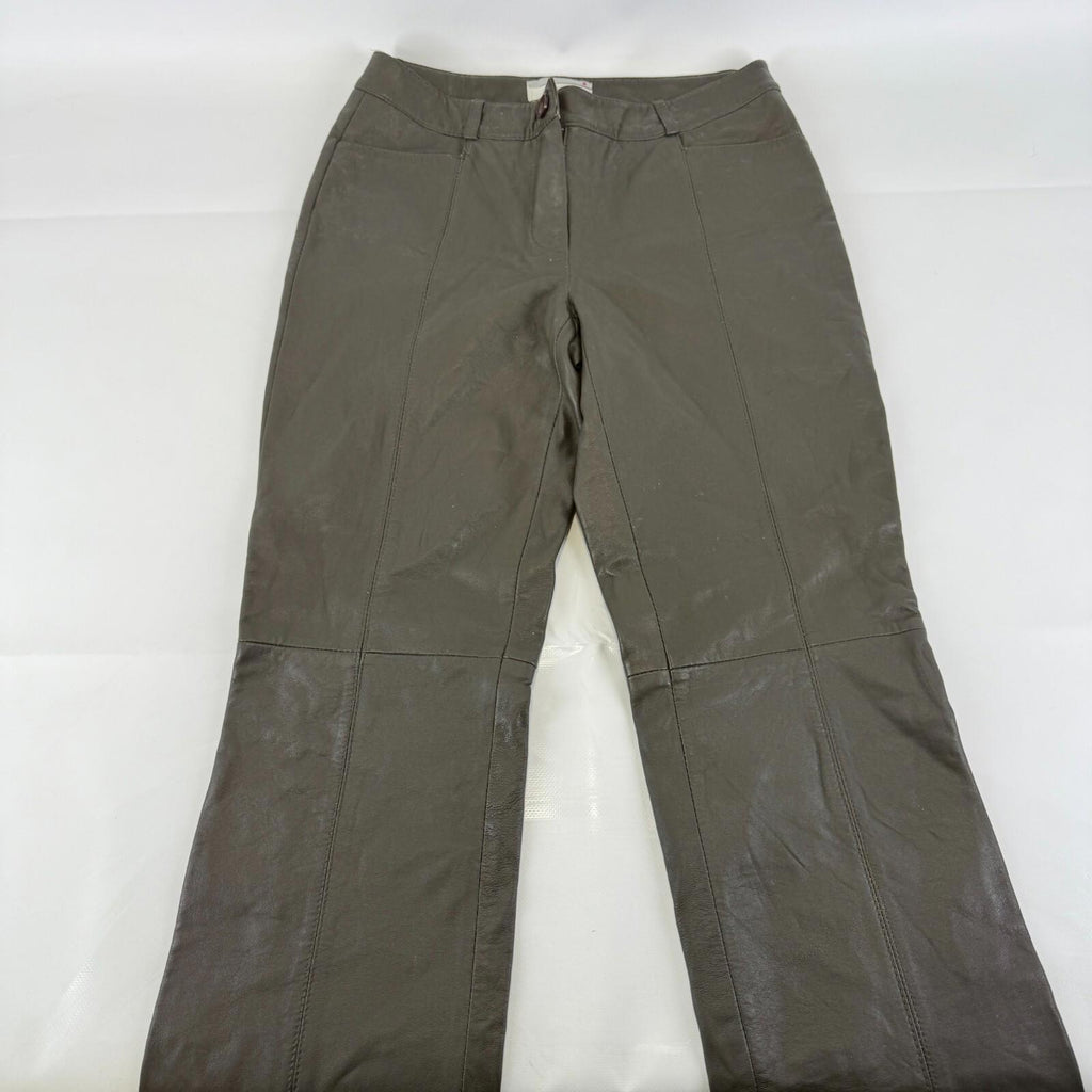 Heine Women's Leather Jeans Biker Pants in Dark Brown Y2K UK size 12