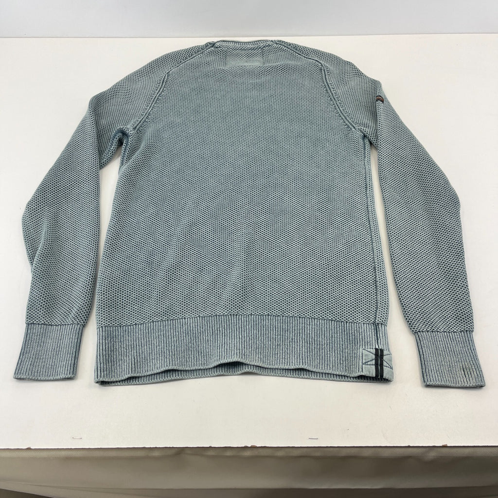 Superdry Mens Grey Waffle Knit Sweater 100% Cotton Pullover size M