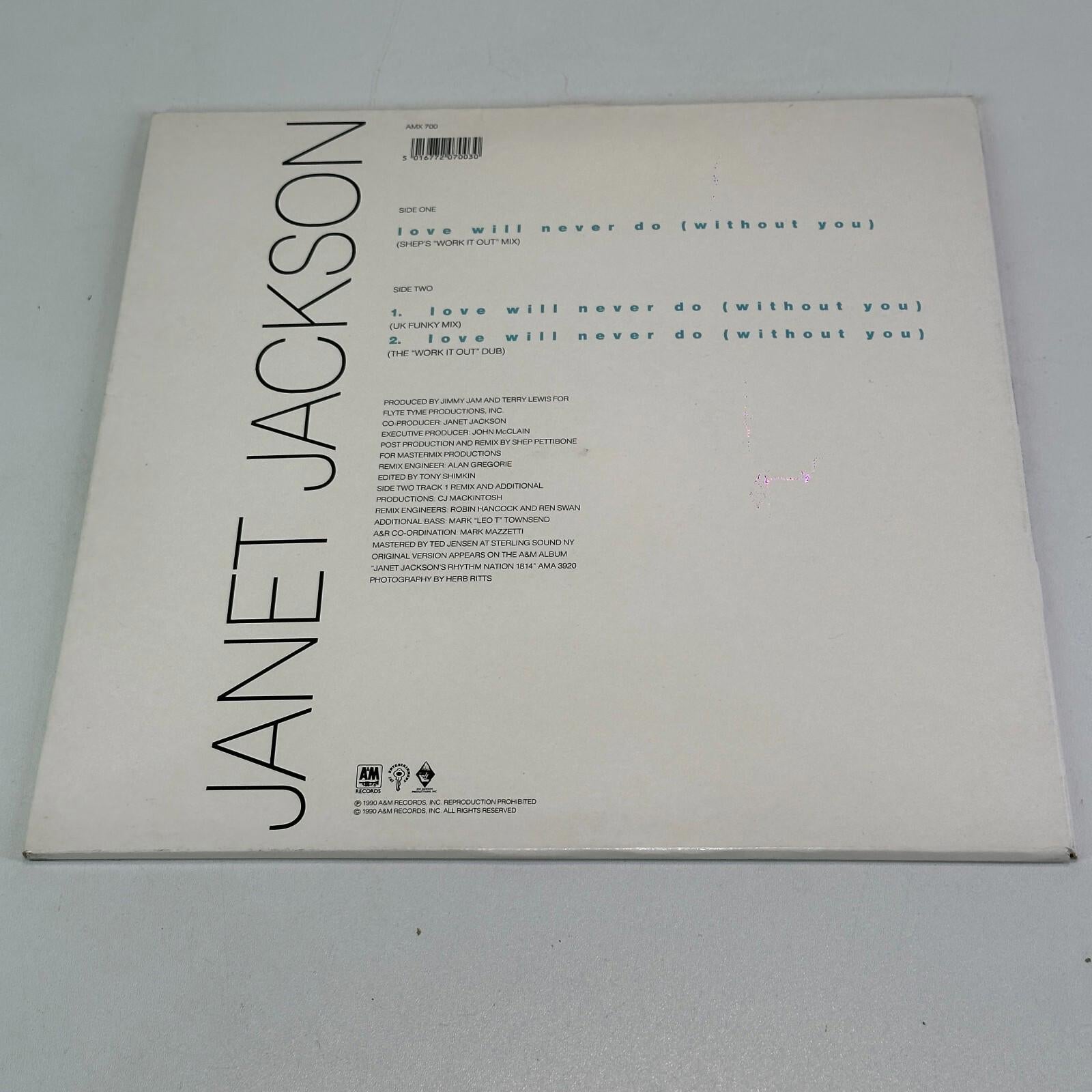Janet Jackson 12" Vinyl Single Love Will Never Do (Without You) NM/VG