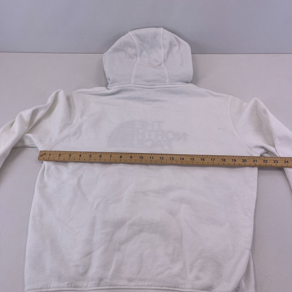 The North Face Men's White Pullover Hoodie size M Spellout Logo Outdoor