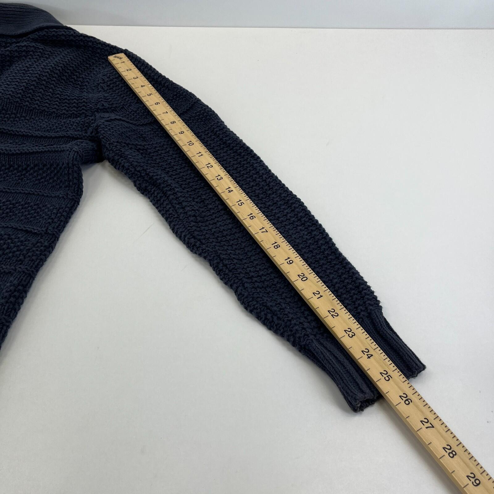 Tommy Hilfiger Hooded Cable Knit Cardigan Chunky Jumper Navy Blue - Size M