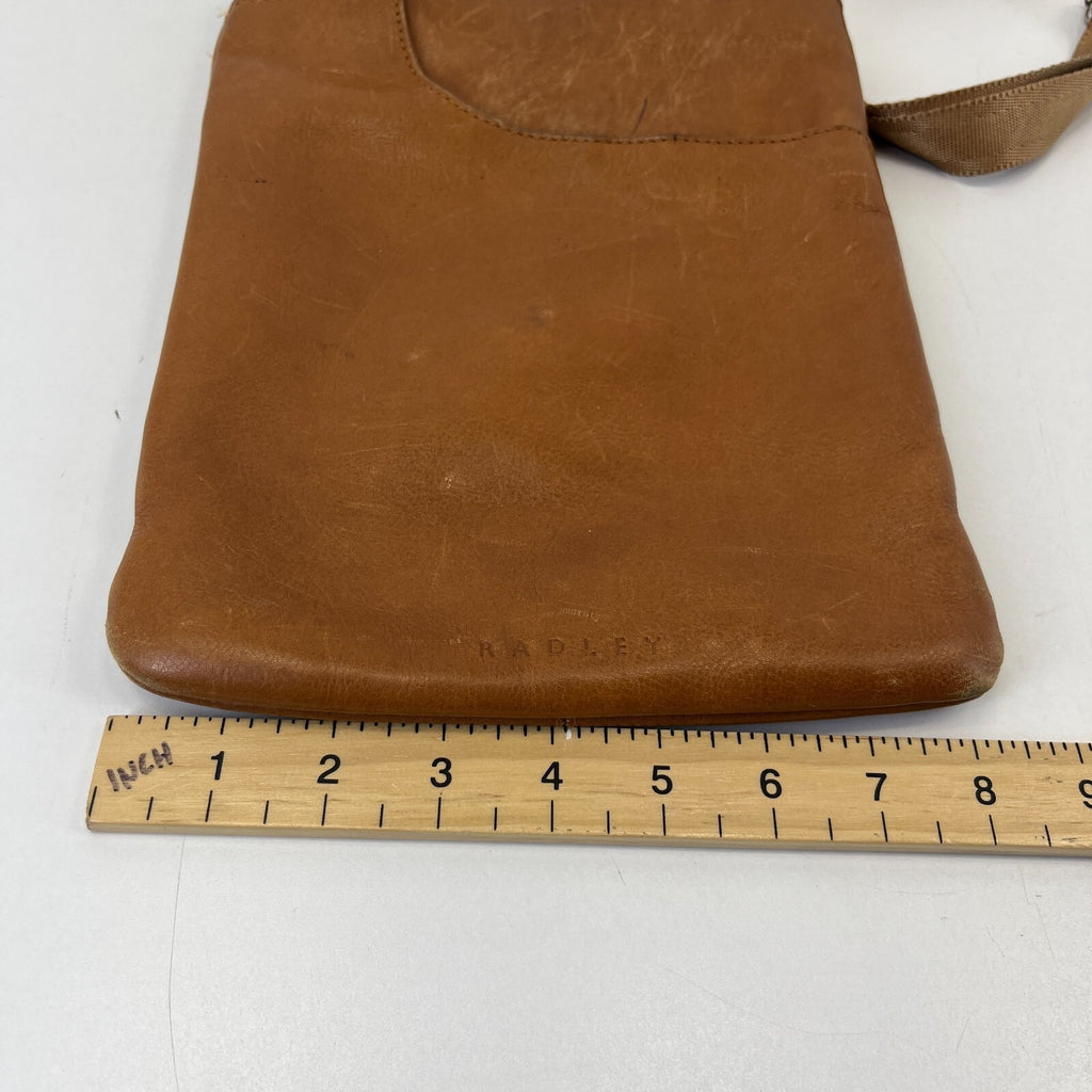 Vintage Radley Large Pocket Across Body Handbag Tan Brown Leather