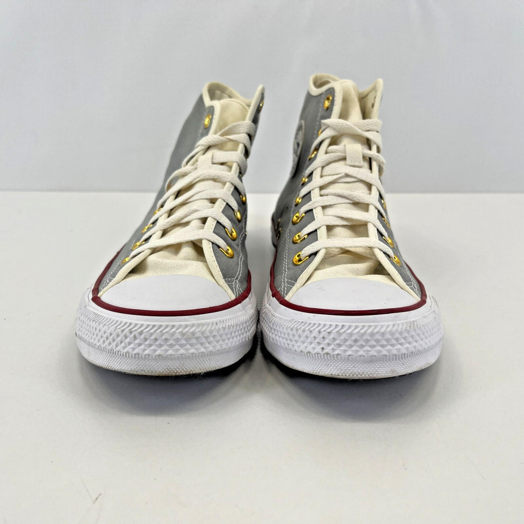 Converse Hi Top Trainers in Grey White Red UK size 8.5 - Near Mint