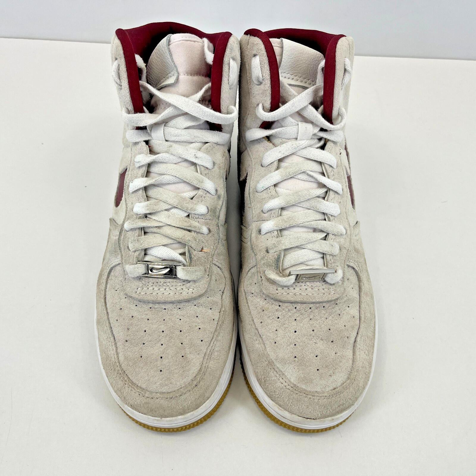 Nike Air Force 1 High Sculpt Suede in Light Grey White Maroon size UK 7 - EU 41