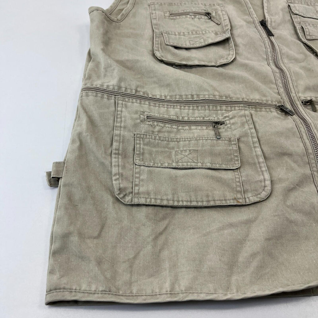 Vintage JinTao Utility Vest Cargo Tactical Techwear Khaki Beige Men’s size 2XL