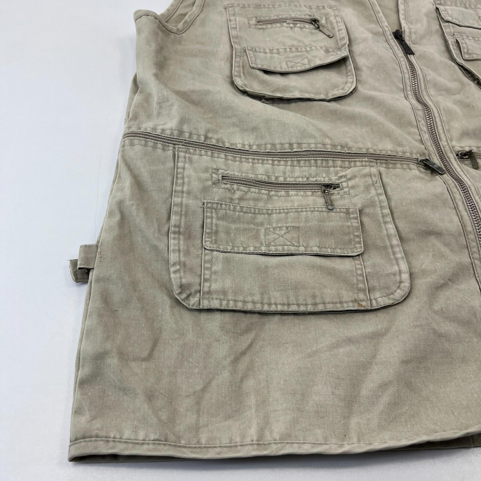 Vintage JinTao Utility Vest Cargo Tactical Techwear Khaki Beige Men’s size 2XL