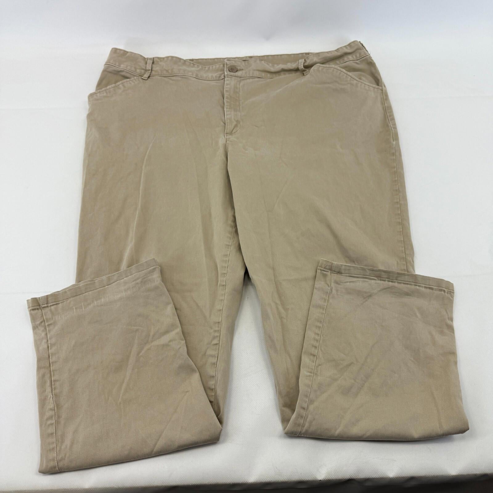 LEE Chino Trousers Cotton Blend Beige Relaxed Straight Leg Mid Rise size 22