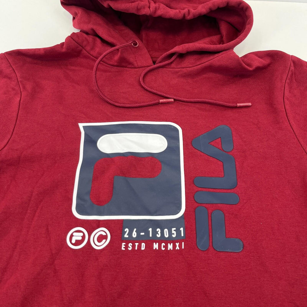 Fila Retro Men's Spellout Hoodie in Red size Small - Near Mint